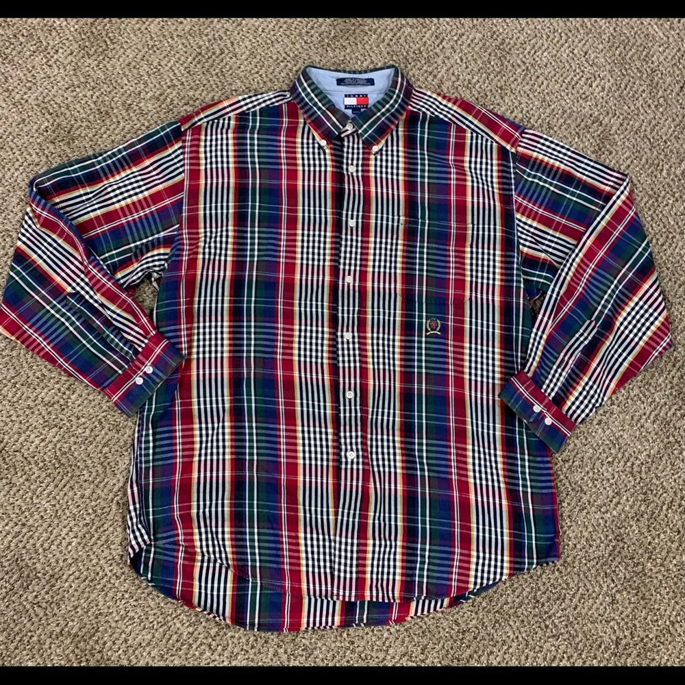 Tommy Hilfiger Men’s Button Up Plaid Shirt Size XL